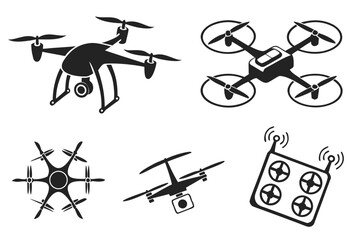 Vector art of drone vector illustration set isolated on white background for your project
