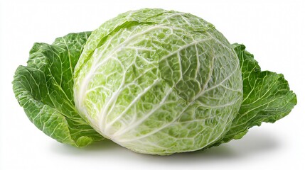 Obraz premium Fresh Cabbage Isolated on White, Perfect Cutout for Professional Designs