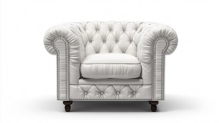 Luxurious Chesterfield Chair in White Isolated Background | Elegant Furniture Photo