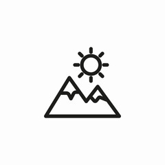 mountains and sun icon sign vector