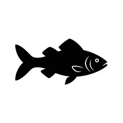 Fish graphic silhouette icon illustration, black and white, catfish, bass 