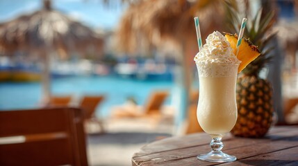Close-Up Fresh Cold Alcoholic Fruit Pi�a Beverage