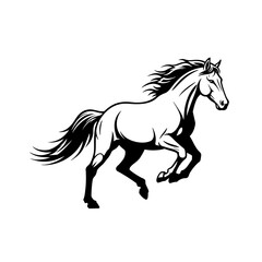 shilhouette horse vector ilustration black and white colour design 