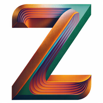 Z Letter Gradient Text Zinc Gray to Zinnwaldite Brown on White Background