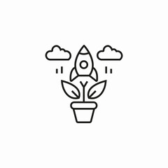startup rocket plant icon sign vector