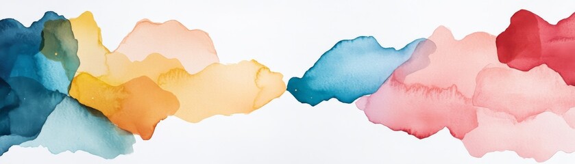 Watercolor Abstract Landscape with Colorful Gradient, Modern art , Painting