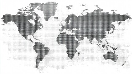 Detailed Grey Dotted World Map Vector Illustration for Graphic Design Projects
