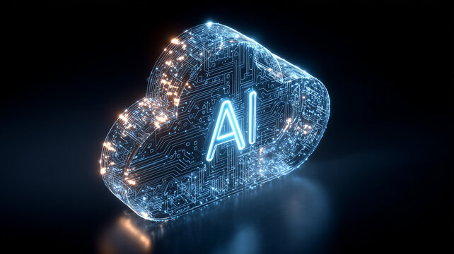 AI Cloud with Circuit Glow and AI Mark, embodying intelligent services at scale and the fusion of compute and data.