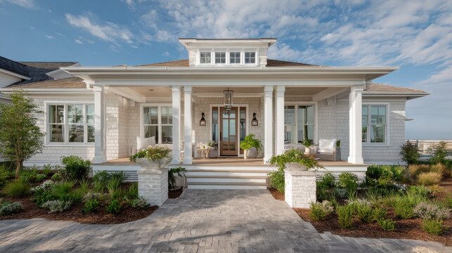Inspiring coastal modern new builds showcase a calming water-inspired color palette, featuring soothing sandy neutrals that evoke serenity.