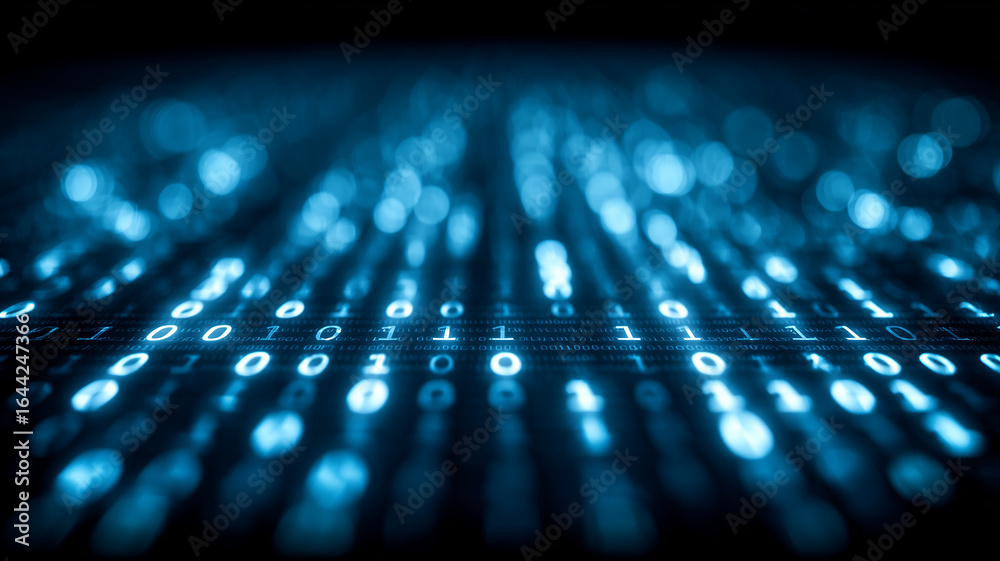 Wall mural endless binary code fading into depth. big data background representing algorithms analytics and the