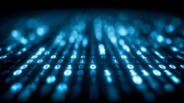 Endless binary code fading into depth. Big data background representing algorithms analytics and the digital foundation of information systems