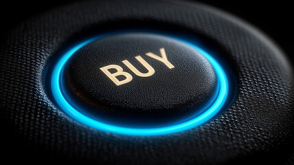 Close view of a raised buy button with soft blue illumination and rich texture.
    Highlights conversion design, customer intent, and the precise moment that turns browsing into purchase.
