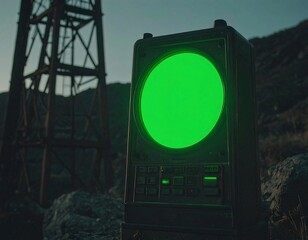 Retro radar, green screen, rustic