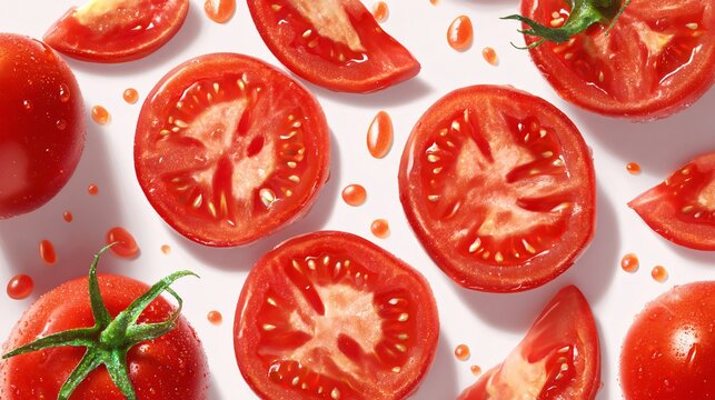 Vivid Tomato Slices and Whole on Display for Culinary Inspiration - Powered by Adobe