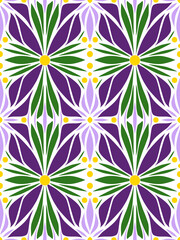 Geometric floral seamless pattern on white background