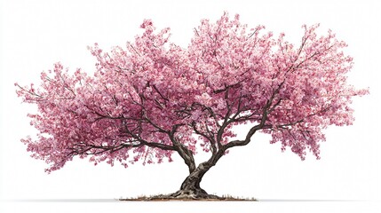 Sakura Japanese Cherry Tree in Full Bloom Isolated