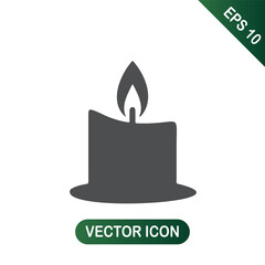 Candle Icon Black Silhouette for Celebrations and Spirituality