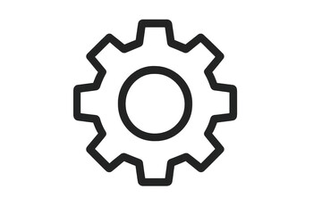 Simple gear icon on transparent background representing settings or configuration
