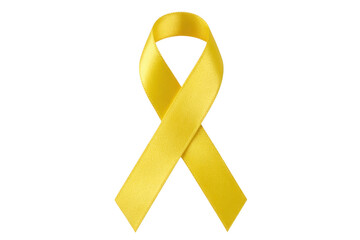 Bright yellow awareness ribbon isolated on transparent background