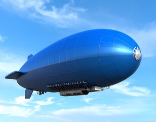 Fototapeta premium Blue airship in azure sky