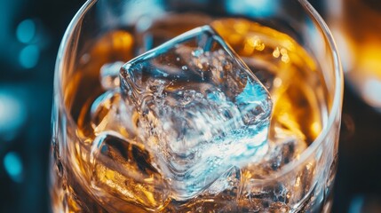 Close-Up of a Crystal Clear Ice Cube in a Cocktail --ar 16:9 --v 6.1 Job ID: 3e62b716-8ced-4ca3-aa48-e7ef2be41d52