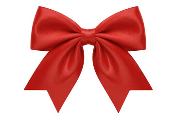 Fototapeta premium Elegant red satin ribbon bow isolated on transparent background