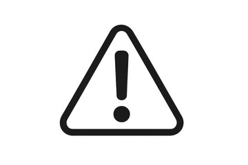 Black warning sign on transparent background: alerting about potential danger