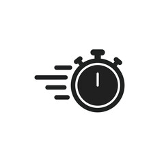 Stopwatch icon indicating speed and urgency on a clean white background depicting efficiency and fast processing time illustrating deadlines and time management for project success