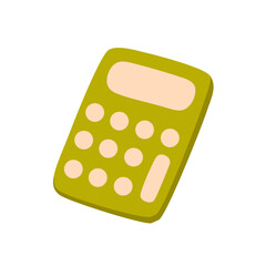 Green calculator isolated on white background.