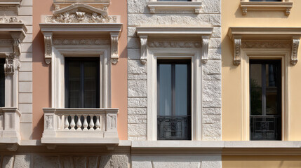 Obraz premium modern architectural facades captured without any human presence illustrating essence of classical architecture in