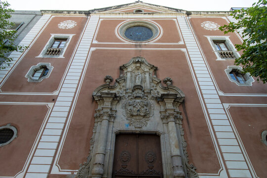 Facade of Iglesia de Santa Ana de Mataro church in Mataro, Barcelona, Catalonia, Spain, Europe