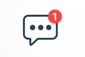 Unread message notification bubble with a single alert icon, perfect for digital communication concepts.