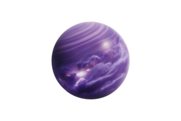 Cosmic purple planet isolated on a clean white background for space and astronomy concept visuals