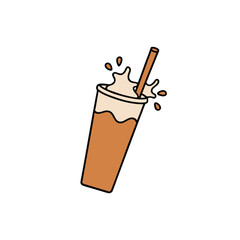 Refreshing cold cinnamon milk with a dynamic splash and cinnamon sticks