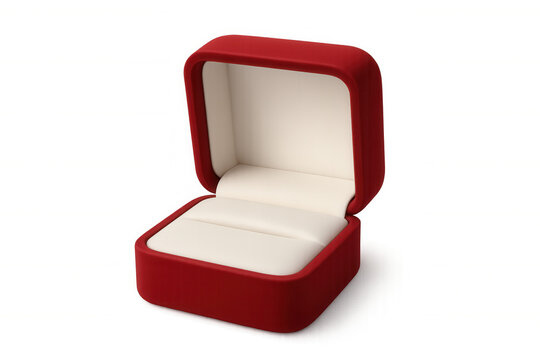 Empty open red ring box on transparent background, waiting for precious rings for wedding or engagement