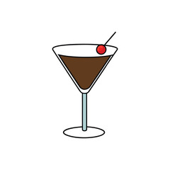 Refreshing cold espresso martini style mocktail illustration on a clean white background