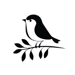 Minimalist Bird Silhouette on Branch Vector Illustration