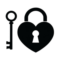 Heart Lock and Key Icon Love Security Symbol