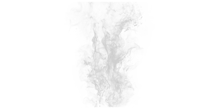 A gray plume of smoke rising vertically against a solid black background in a digital image format - Powered by Adobe