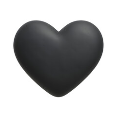 Minimalist Black Heart Icon in 3D