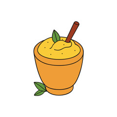 Refreshing mango lassi served in a traditional clay cup with aromatic spices