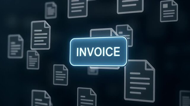 An Invoice floating among document pages. 