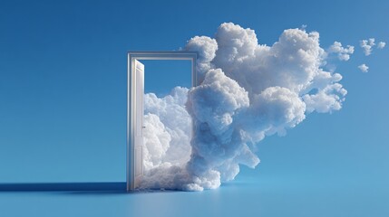 Ethereal 3D Render of White Fluffy Clouds Flying Through Sky