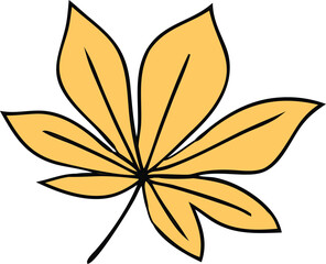 Yellow five-pointed leaf illustration on black background