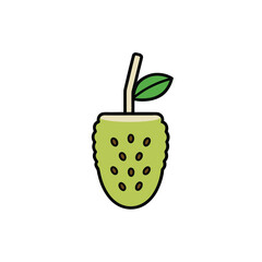 Refreshing soursop fruit drink with tropical leaves illustration for healthy beverages