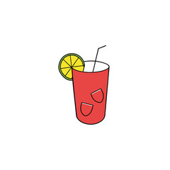 Refreshing strawberry lemonade with ice and lemon slice advertisement banner