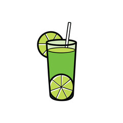 Refreshing sweet lime soda with vibrant sliced lime rings on a clean white background