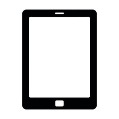 Black tablet outline with white screen device technology