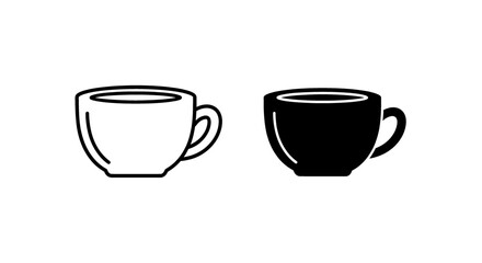 VECTOR Illustration of Two Coffee Cups, One Black and One White, for Graphic Design Elements
