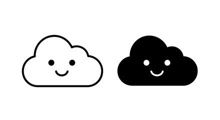 Happy Cloud VECTOR Icons White & Black Illustrations